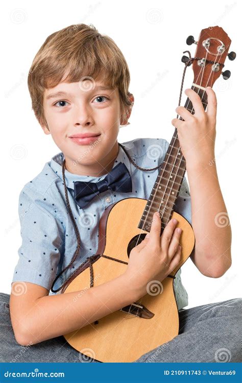 Portrait Of Young Boy With The Ukulele Stock Image Image Of Classic