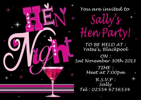hen party invitations prices start from £6 50 free envelopes and delivery inland uk only