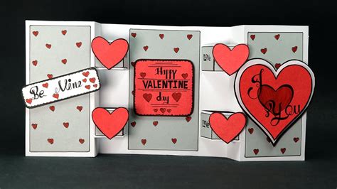Diy Valentine Card Heart Pop Up Standing Card Youtube