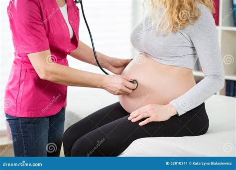 Examination During Pregnancy With Stethoscope Stock Image Image Of