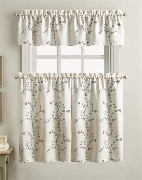 2024 Popular Embroidered Floral 5 Piece Kitchen Curtain Sets