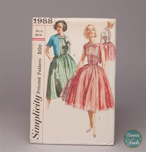 Simplicity 1988 Vintage 1957 Bust 34 Jr Misses And Etsy One Piece