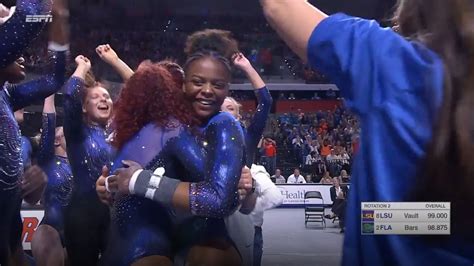 watch this college gymnast score in perfect 10 routine good morning america