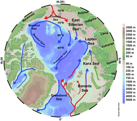 1 The Arctic Seas And Surface Circulation Arrows Represent The Main