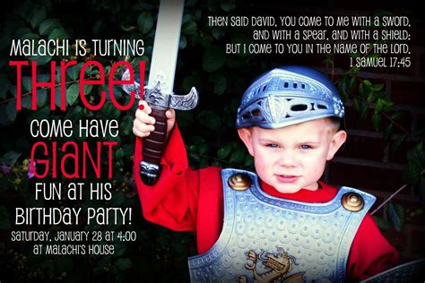 I Designed This Invitation For My Sons David And Goliath Themed