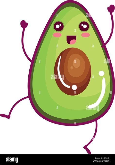 Avocado Fresh Vegetable Kawaii Character Stock Vector Image And Art Alamy