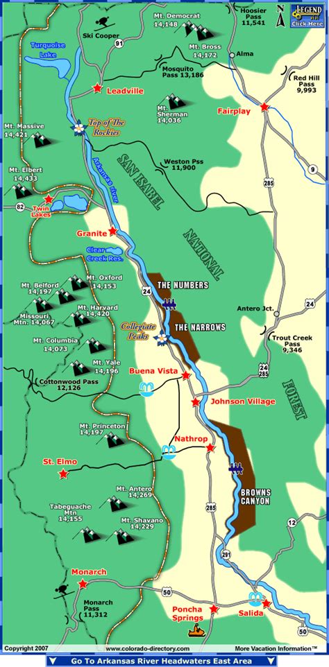 Arkansas River Headwaters North Fishing Map Colorado Vacation