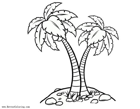 Palm Tree Coloring Pages Realistic Drawing Free Printable Coloring Pages
