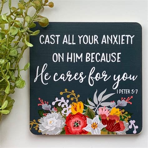 Bible Verse Art Cast All Your Anxiety On Him Because He Cares Etsy