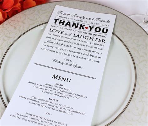 Minted wedding reception cards are an important component in a full wedding invitation suite. Wedding Reception Menu and Thank You Card Combo - Wedding ...