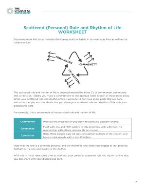 Rule of life worksheet pdf