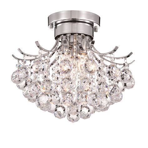 Chrome Crystal Flush Mount Ceiling Light Large Stunning 12 Lamp
