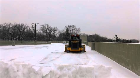 Protech Snow Pusher Clearing Parking Deck Youtube