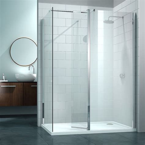 Walk In Shower Enclosure With Twin Wet Panels And Additional Splash Guard