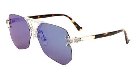 Rimless Color Mirror Aviators Wholesale Bulk Sunglasses Frontier