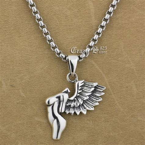 925 Sterling Silver Naked Wing Angel Fashion Pendant 9s016a Steel