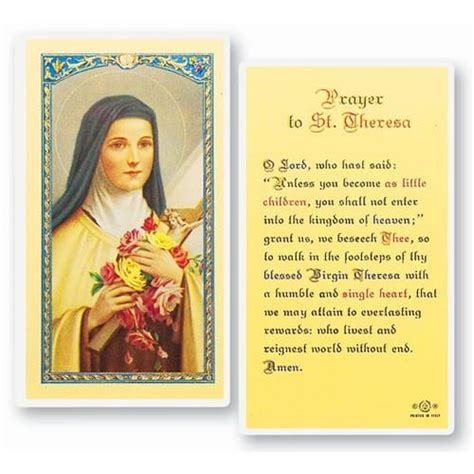 St Theresa Of Lisieux Laminated Prayer Card The Catholic Company
