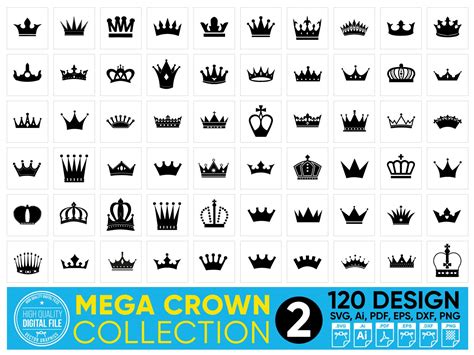 120 Royal Crown Svg File King Crown Svg Queen Crown Svg Etsy