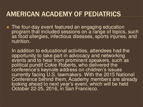 American Academy Of Pediatrics Holds Its 2015 National Conference