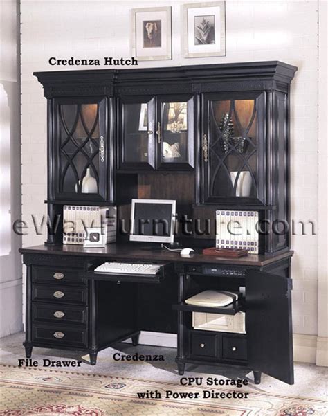 If you want just the right thing to coordinate with your executive desk, opt for a credenza and hutch in a similar finish. American Federal Black Executive Desk