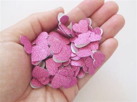 Dark Pink Glitter Mini Heart Paper Confetti Purple Wedding Etsy