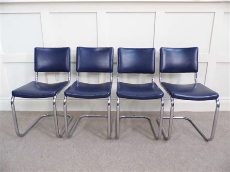 Shop with afterpay on eligible items. Chrome vintage bauhaus PEL dining chairs 1930s in blue ...