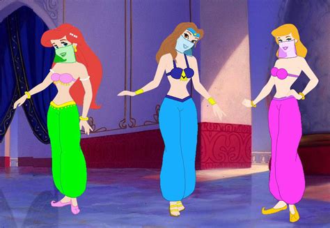 Ariel Belle And Cinderella As Harem Girls By Danfrandes On Deviantart