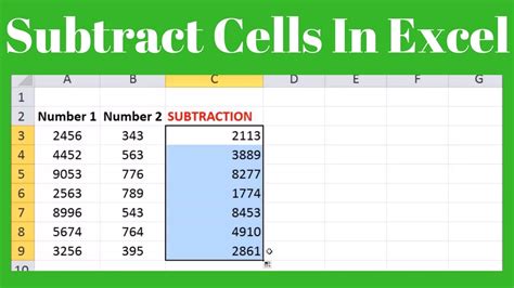 How To Subtract Cells In Microsoft Excel 2017 Youtube
