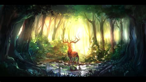 Deer Forests Sunlight Water Wallpaper Wallpapers And Images