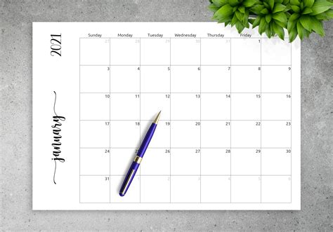 Blank Calendar Calendar Printable Simple Calendar Journal Calendar