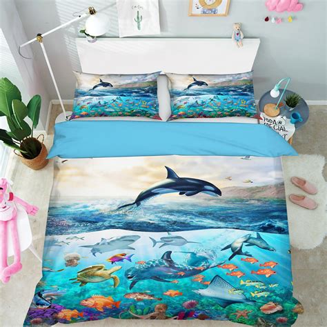 Double 3d Atlantic Dolphins 2030 Adrian Chesterman Bedding Bed Pillowcases Quilt On Onbuy