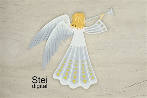 3d Layered Angel Svg Dxf Cut Files Christmas Angel Svg By