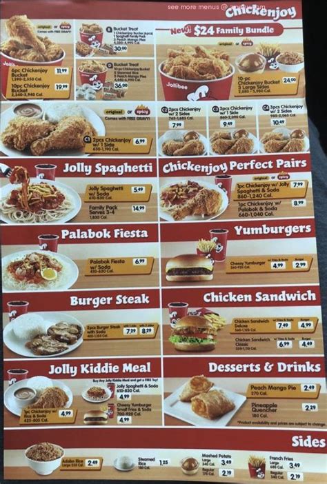 Menu At Jollibee Fast Food Plano