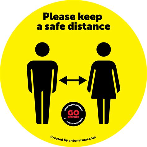Please Keep A Safe Distance People Round Floor Sticker Best Wayfinding