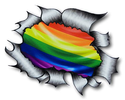 A4 Size Ripped Torn Metal Design With Gay Pride Lgbt Rainbow Flag Motif