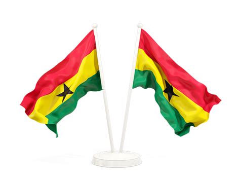 Two Waving Flags Illustration Of Flag Of Ghana