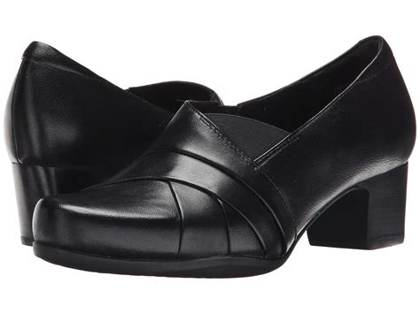 Clarks Leather Womens Rosalyn Adele Pumps Shoes In Black Leather