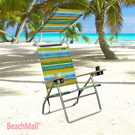 Deluxe 4 Position Aluminum Beach Chair W Canopy Sports