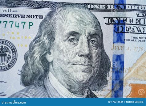 Close Up Of New Hundred Dollar Bill Stock Photo Image Of Cash