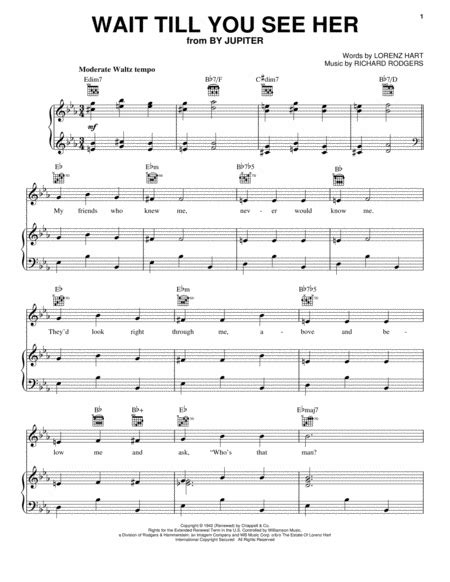 wait till you see her by rodgers and hart piano vocal guitar digital sheet music sheet