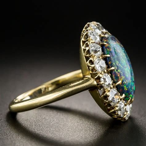 Vintage Black Opal Diamond Ring Opal Diamond Ring Black Opal