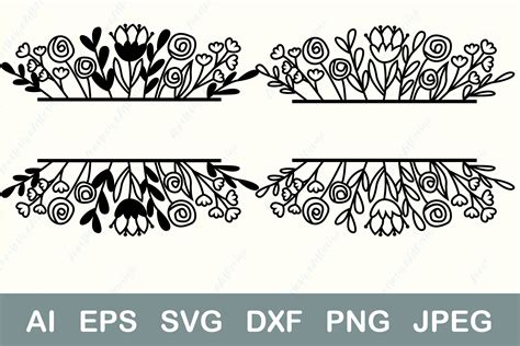 Split Floral Border Frame Svg Lily Svg Flower Monogram Svg Etsy Images