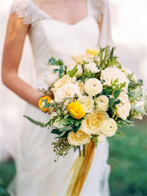 Gold Ribbon Bouquet Yellow And White Floral Design By