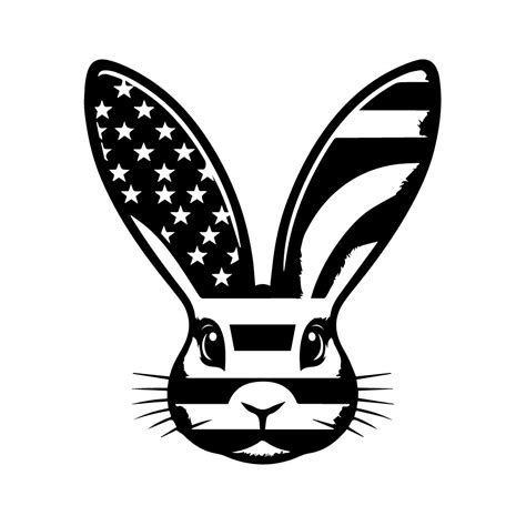 Free American Flag And Rabbit Ears Background Black And White SVG