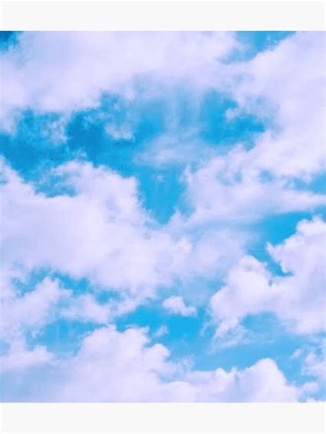 Aesthetic Dreamy White Clouds On Pastel Blue Sky Poster By
