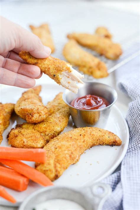 Place flour and bread crumbs in two separate shallow bowls. Crispy Air Fryer Chicken Tenders - Simply Scratch