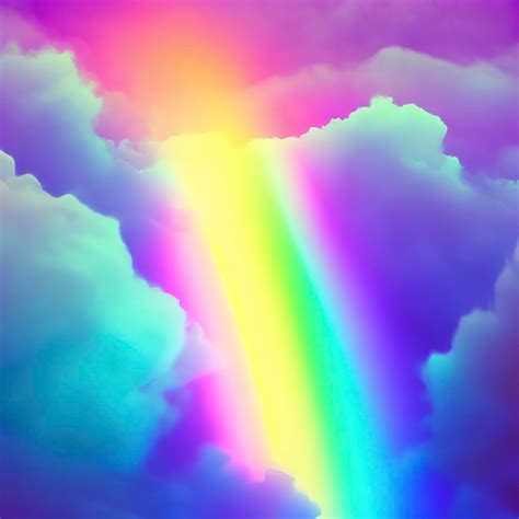 Premium Ai Image Neon Rainbow In The Clouds