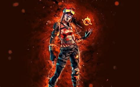 Download Wallpapers Blaze 4k Orange Neon Lights 2020 Games Fortnite