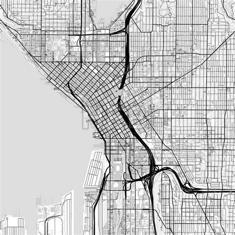 Downtown Vector Map Of Seattle Very Detailed Version For Infographic
