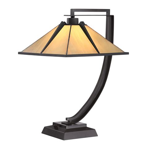 Quoizel Pomeroy 21 In Western Bronze Table Lamp With Glass Shade At